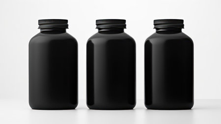 Black plastic jar mockup, isolated on white backgroundの素材