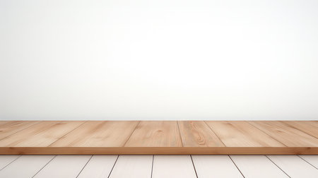 Wooden wall with wood floor and white wood wall texture background.の素材