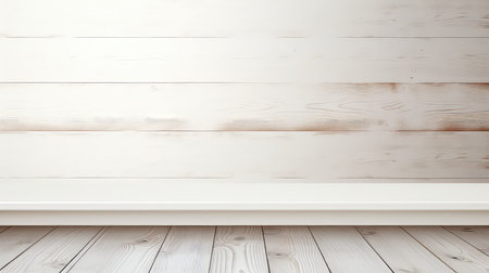 Wooden wall with wood floor and white wood wall texture background.の素材