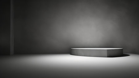 black pedestal in dark roomの素材