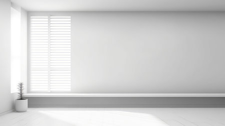 Minimalist interior design with vases and shadowsの素材