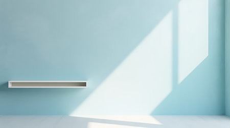 Minimalist interior blue wall with shadowの素材