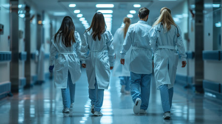 Group of doctors walking in the corridor of the hospital. Medical conceptの素材