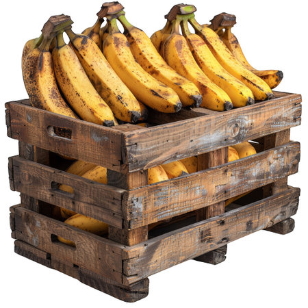 Bunch of bananas in a wooden boxの素材