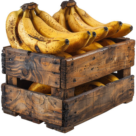 Bunch of bananas in a wooden boxの素材