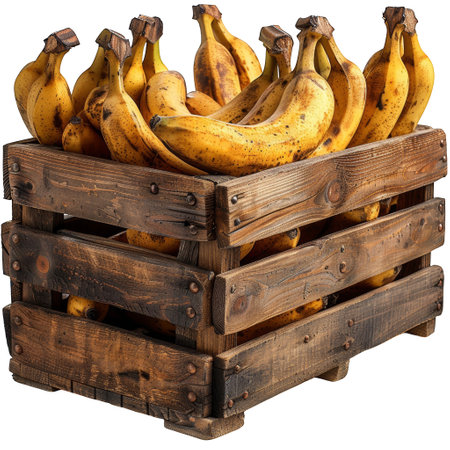 Bunch of bananas in a wooden boxの素材