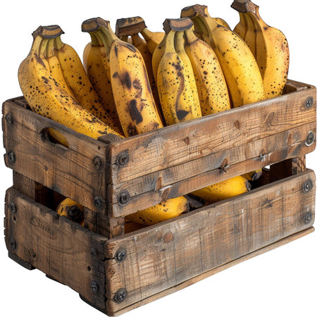 Bunch of bananas in a wooden boxの素材