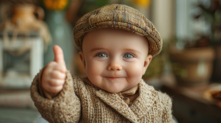 cute baby boy thumbs upの素材