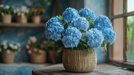 Hydrangea Flower Arrangement in Elegant Vaseの素材