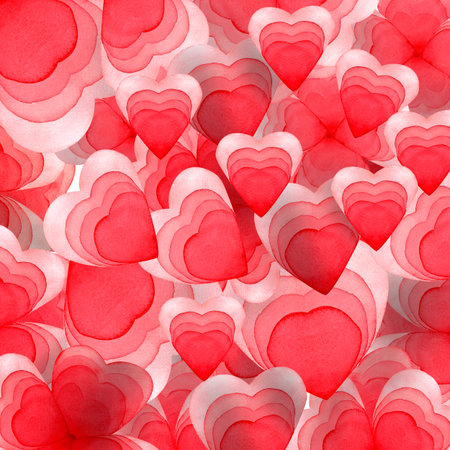 Pattern Abstract background with red hearts watercolor
