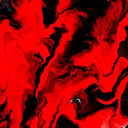Abstract illustration fluid art design background. red black colorのイラスト素材