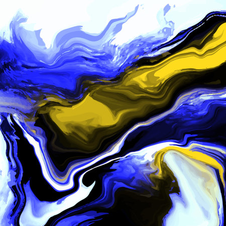 Abstract illustration fluid art design background blue black yellow white color