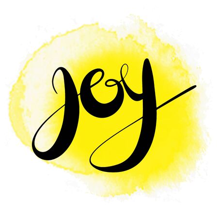 Vector lettering joy yellow background watecolorのイラスト素材