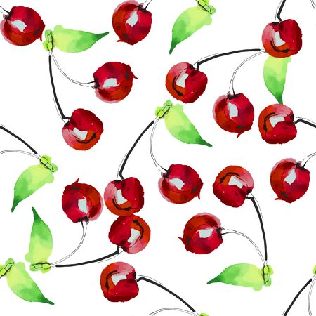 Vector illustration seamless pattern a cherrys on white colorのイラスト素材