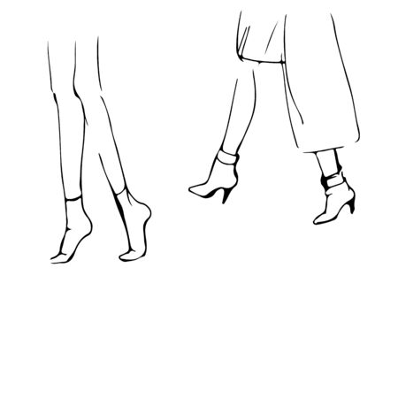 Vector sketch a legs line art isolated on white colorのイラスト素材