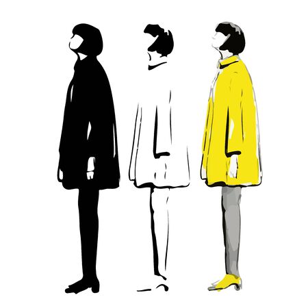 Vector illustration of a girl in a coat on a whiteのイラスト素材