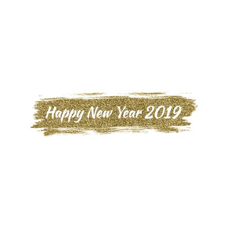 Vector illustration gold brush stroke Happy New Year 2019のイラスト素材