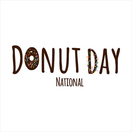 National Donut day text in cartoon style isolated on whiteのイラスト素材