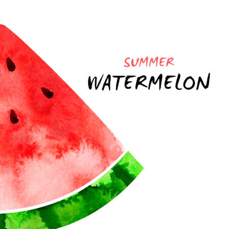 Watermelon slices watecolor illustration isolated on whiteの写真素材