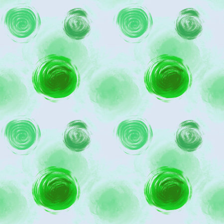 Abstract seamless pattern with circle of green on a light