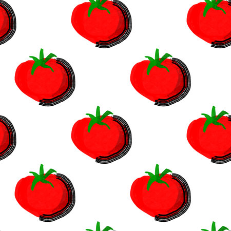 Seamless pattern with Illustration of with red tomatoes