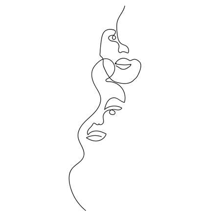 Line art portrait Abstract faces Hand draw Vector illustration in minimalistic styleのイラスト素材