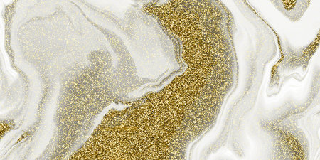 Abstract illustration fluid art design background white and yellow color golden texture