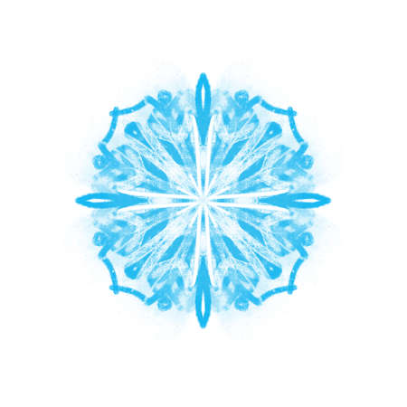Snowflake illustration in blue color isolated on whiteの写真素材