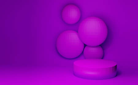 3D rendering Modern minimal pedestal background purple colorの写真素材