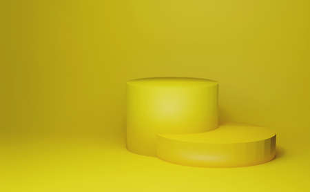3d render Modern Minimal pedestal background yellow colorの写真素材