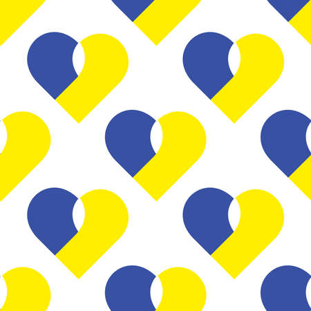 Seamless pattern with heart symbol blue and yellow color the Ukrainian flagのイラスト素材