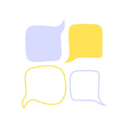 Spech bubble set illustration isolated on white yellow blue colorのイラスト素材