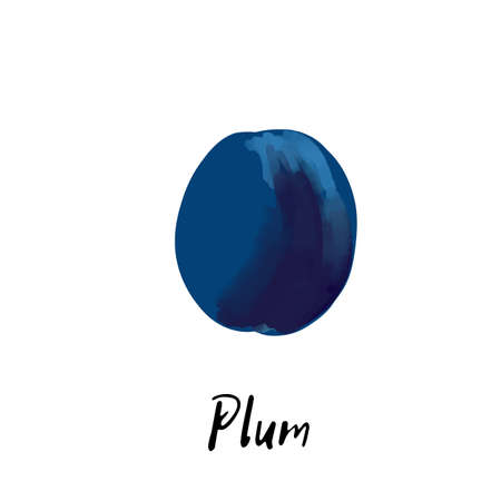 Illustration of a blue plum isolated on a white backgroundのイラスト素材
