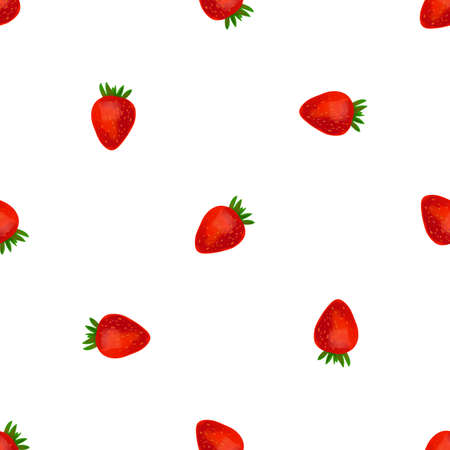 Seamless pattern with illustration of strawberry on a white backgroundのイラスト素材