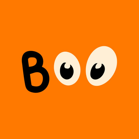 Boo halloween illustration with eyes on orange color backgroundのイラスト素材