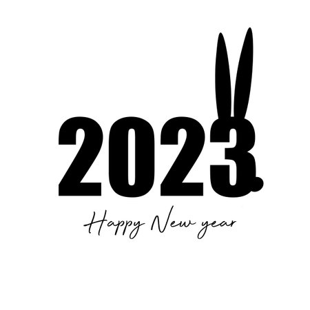 Happy new year 2023 calendar date illustration with the symbol of the year of the rabbit