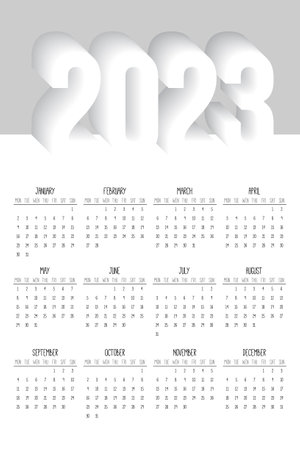 Calendar 2023 week start Monday Designのイラスト素材