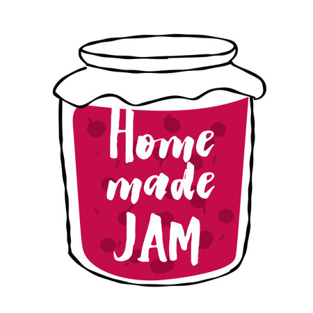 Homemade jam jar illustration on white backgroundのイラスト素材