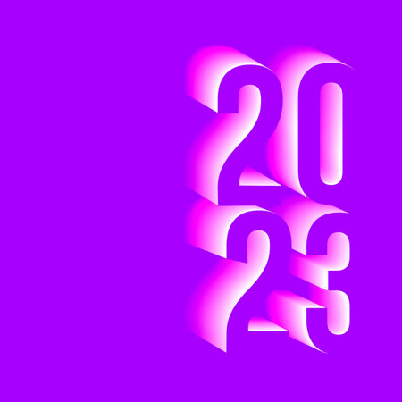 Year 2023 calendar date illustration in pink violet colorのイラスト素材