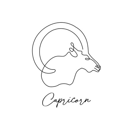 Astrology zodiac sign Capricorn horoscope symbol in line art style isolated on white backgroundのイラスト素材