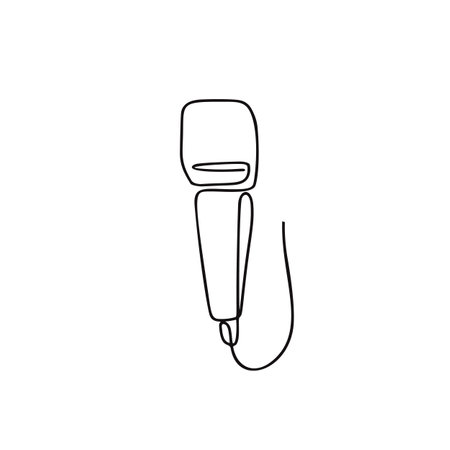 Microphone illustration in line art style isolated on whiteのイラスト素材