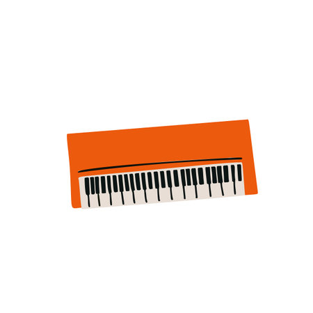 Illustration of musical instrument synthesizer in cutting style on white backgroundのイラスト素材