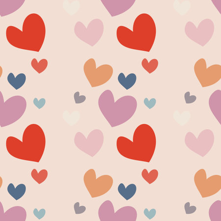 Seamless pattern with red hearts on pink backgroundのイラスト素材
