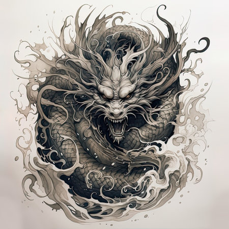 Fantasy dragon illustration on white backgroundの素材
