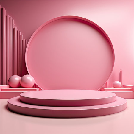 3d podium light pink colorの素材