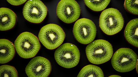 Kiwi slices tropical fruit background.の素材