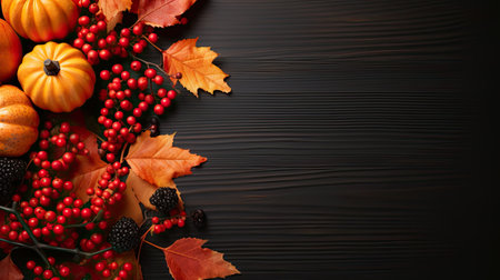 Autumn background template with pumpkins.の素材