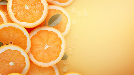Orange slices tropical fruit background.の素材