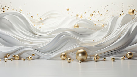 Abstract Christmas decorative 3d background white gold color.の素材