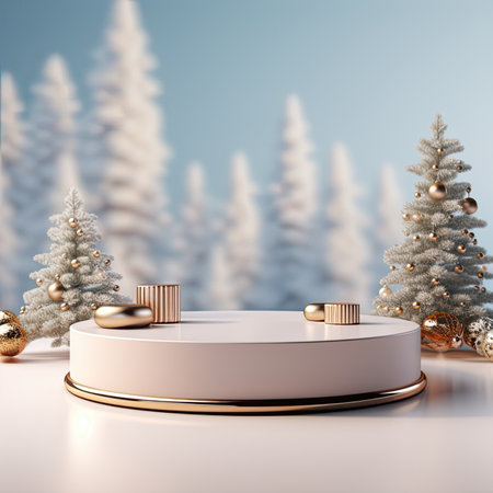 3d podium winter holiday season atmosphere.の素材